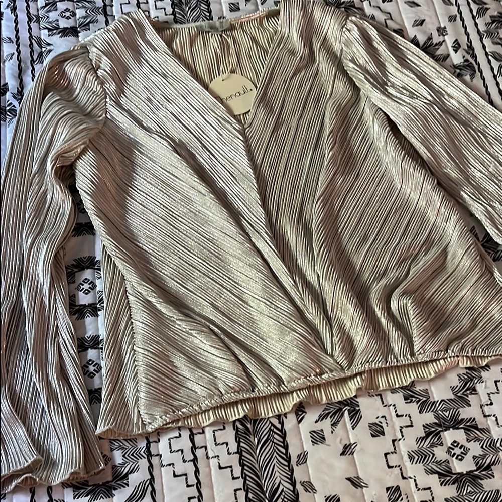 Chenault Gold Top Blouse Size L